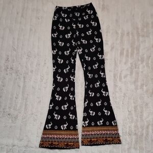 Mudd Black and White Elephant Pattern Flare Pants